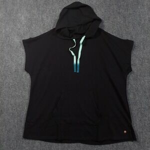 LIVI Hoodie Womens 22/24 Black Sleeveless Pullover Kangaroo Pocket Casual Plus